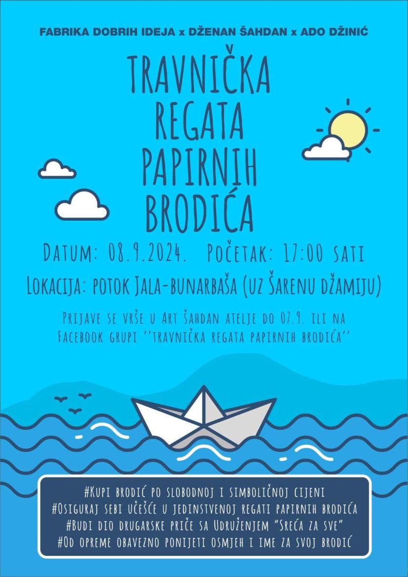 Travnička regata papirnih brodića za očuvanje rijeka i pomoć djeci